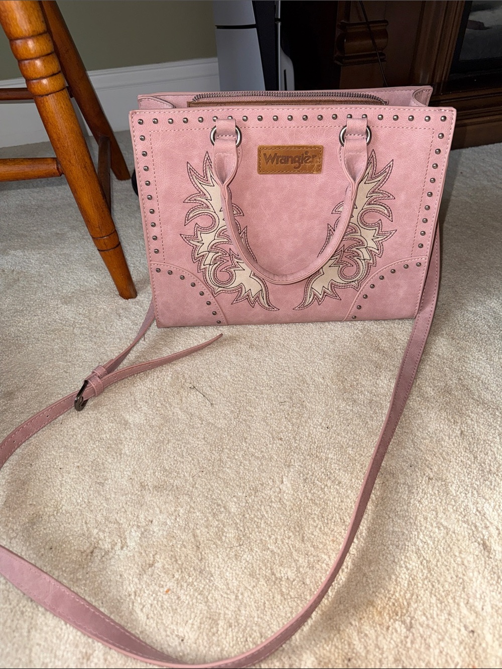 Wrangler Dusty Pink Studded Shoulder Tote